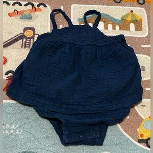 Cat & Jack dark navy blue muslin cloth toddler girls dress